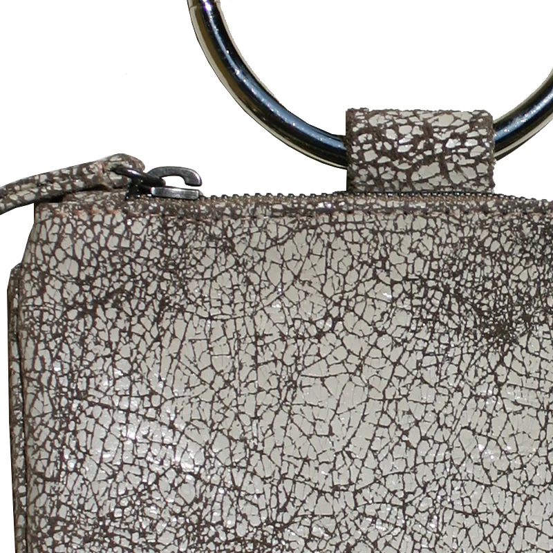 Mini Ring Wristlet - Crackle White