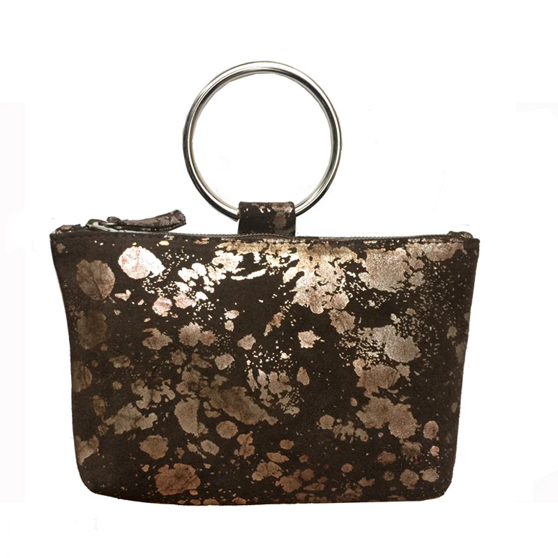 Ring Wristlet - Brown Metallic Splash