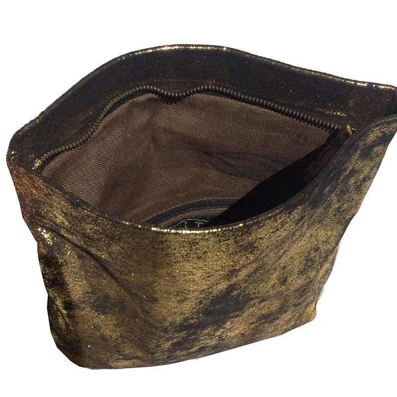 Foldover Clutch wMagnet - Smoky Gold Metallic
